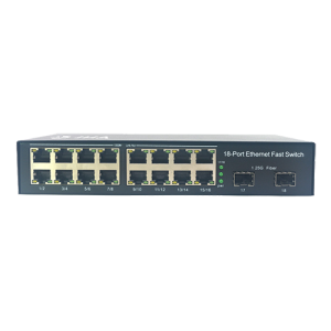 16 10/100/1000TX + 2 1000X SFP Slot | Fiber Ethernet Switch JHA-GS216