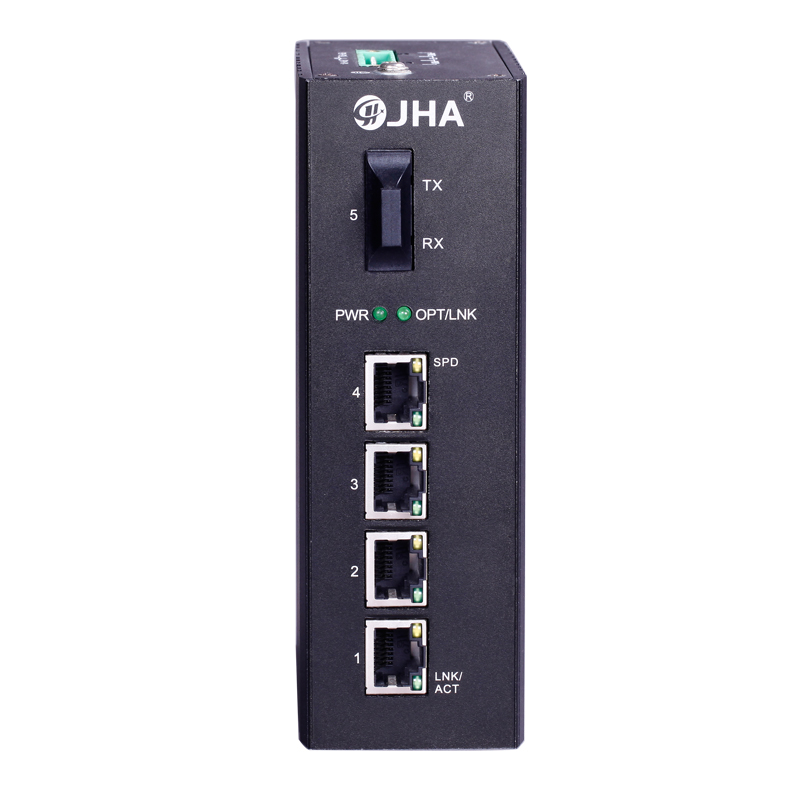 Good Quality Industrial Ethernet Switch – 4 10/100TX PoE/PoE+ and 1 100FX | Unmanaged Industrial PoE Switch JHA-IF14P  – JHA