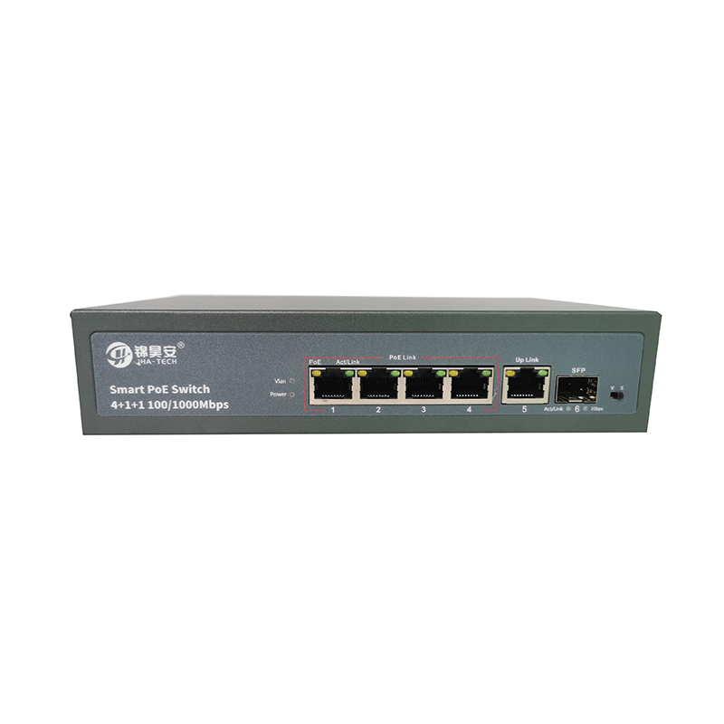 Professional China Ethernet Switch -
 4*100/1000mbps POE port+1*100/1000mbps UP Link port+1*100/1000mbps SFP Port,with VLAN JHA-P41114BM – JHA