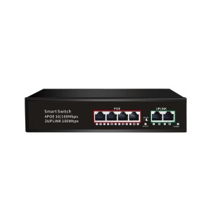 China Wholesale 10/100/1000m Ethernet Switch Suppliers Factories - 4*10/100Mbps RJ45 PoE port +2*10/100mbps RJ45 Uplink port,build-in power supply JHA-P10204CBMH – JHA