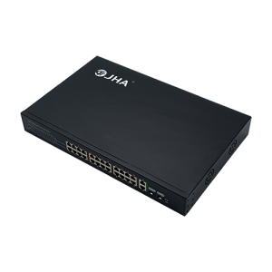 1U Type 24 Ports 10/100M PoE+2 Uplink Gigabit Ethernet Port+2 Gigabit SFP Fiber Port |  Smart PoE Switch JHA-P322024CBTH