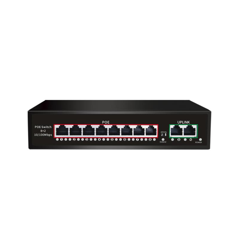 China Wholesale Network Poe Switch Manufacturers Pricelist - 8 Ports 10/100M PoE+2 100M RJ45 Uplink Port VLAN Support Smart PoE Switch JHA-P10208CBMH – JHA