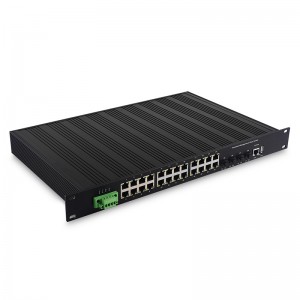 24 Port 1000M L2/L3 Managed Industrial Ethernet Switch with 4 10G SFP+ Slot | JHA-MIWS4G024H