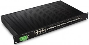 32-port Managed Industrial Ethernet Switch, with 4 10G SFP+ Slot and 24 1000Base-X SFP Slot and 8 10/100/1000Base-T(X) Ethernet Port
