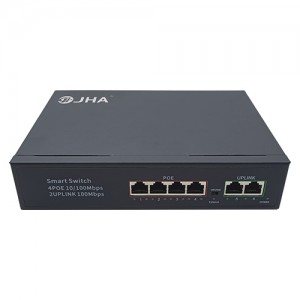 Wholesale China 48V Poe Switch Manufacturers Pricelist - 4*10/100Mbps PoE port +2*10/100mbps RJ45 Uplink port  | Smart PoE Switch JHA-P10204CBMH – JHA