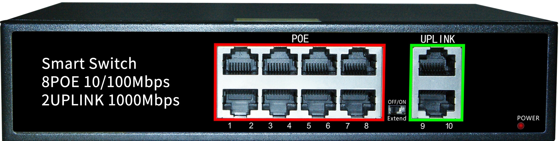 Wholesale China 4 Ports Industrial Switch Factory Suppliers - 8*10/100Mbps RJ45 PoE Port +2*10/100/1000mbps RJ45 Uplink Port,Build-In Power Supply JHA-P30208CBMH – JHA