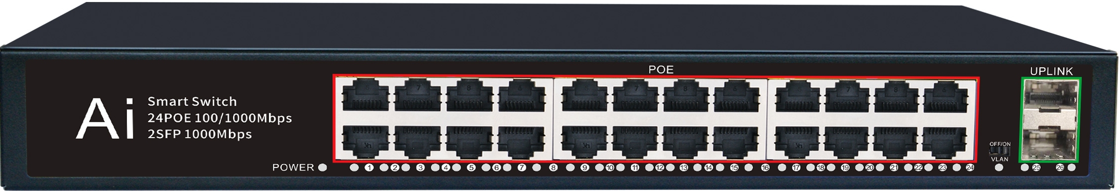 China Wholesale Reverse Poe Switch Suppliers Factories - 24 Ports 10/100/1000M PoE Port+2 Gigabit SFP Fiber Port, Smart PoE Switch JHA-P420024BTH – JHA