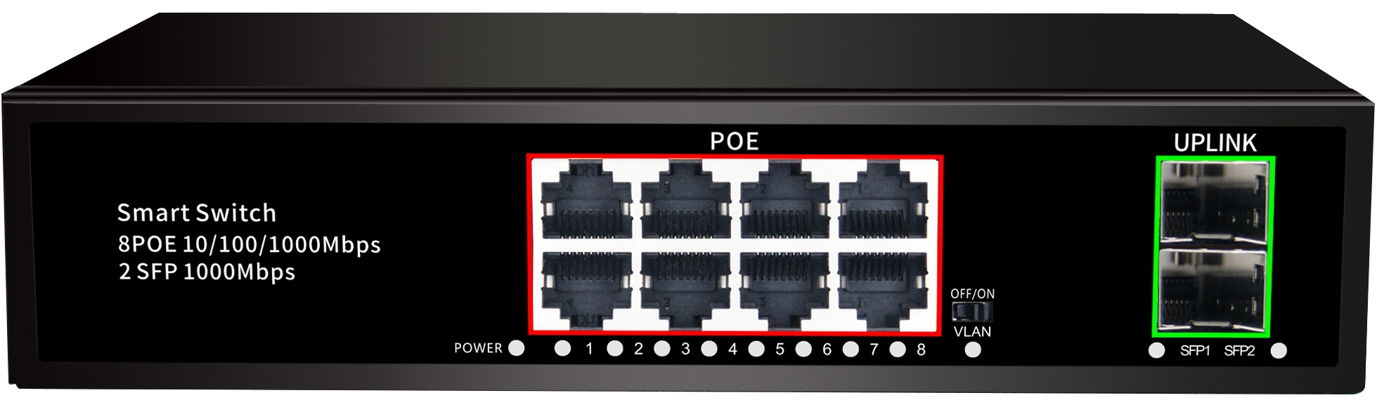 Wholesale China Ethernet Switch Quotes Manufacturer -  8 Ports 10/100/1000M PoE +2 Gigabit SFP Fiber Port, Smart PoE Switch JHA-P42008BMH – JHA