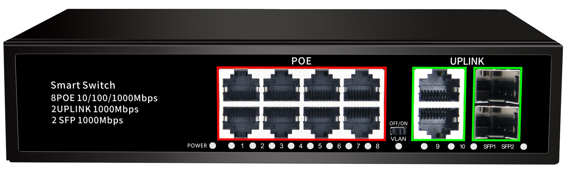 Factory source 4 Ports Industrial Switch -
 8*100/1000mbps POE Port+2*100/1000mbps UP Link Port+1*100/1000mbps SFP Port, Smart PoE Switch JHA-P42208BMH – JHA